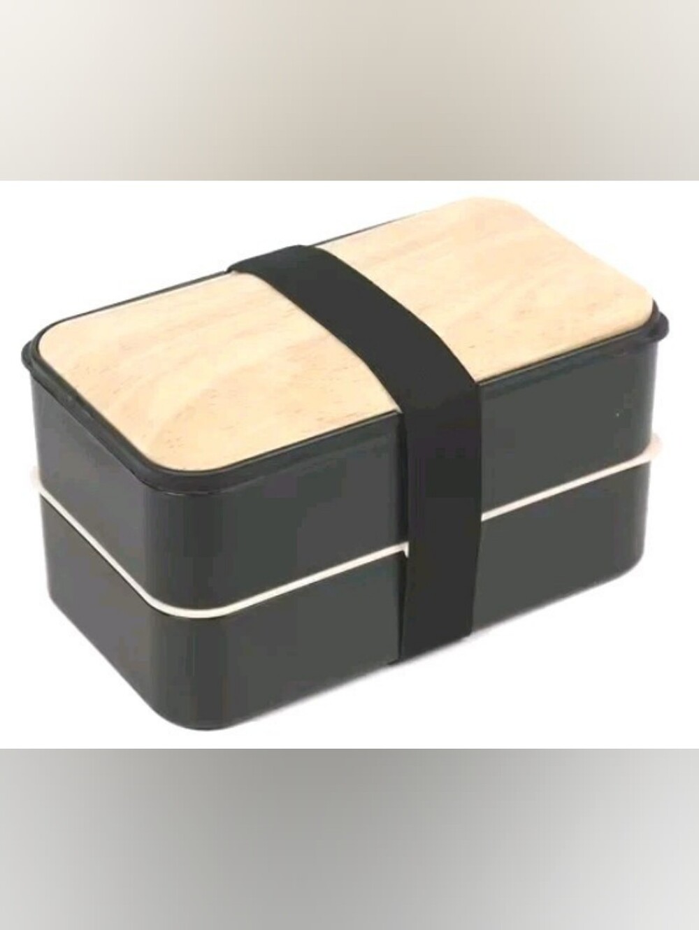 Double-Layer Insulated Bento Lunch Box Microwaveable Food Container Faux Wood
